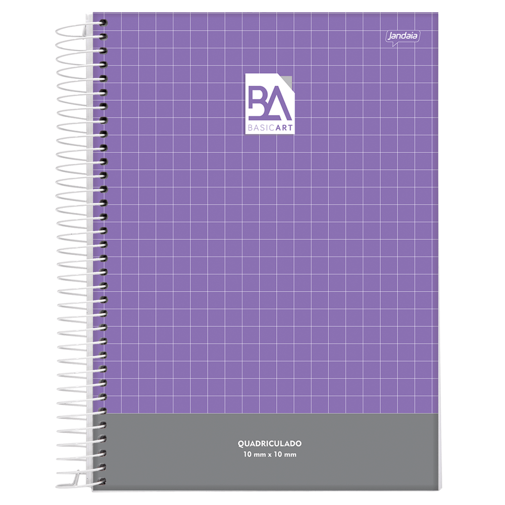 Caderno-Espiral-Pedagogico-C.D.-Quadriculado-100mm-x-100mm-Jandaia---Basic-Art-Roxo