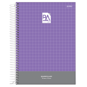 Caderno-Espiral-Pedagogico-C.D.-Quadriculado-100mm-x-100mm-Jandaia---Basic-Art-Roxo