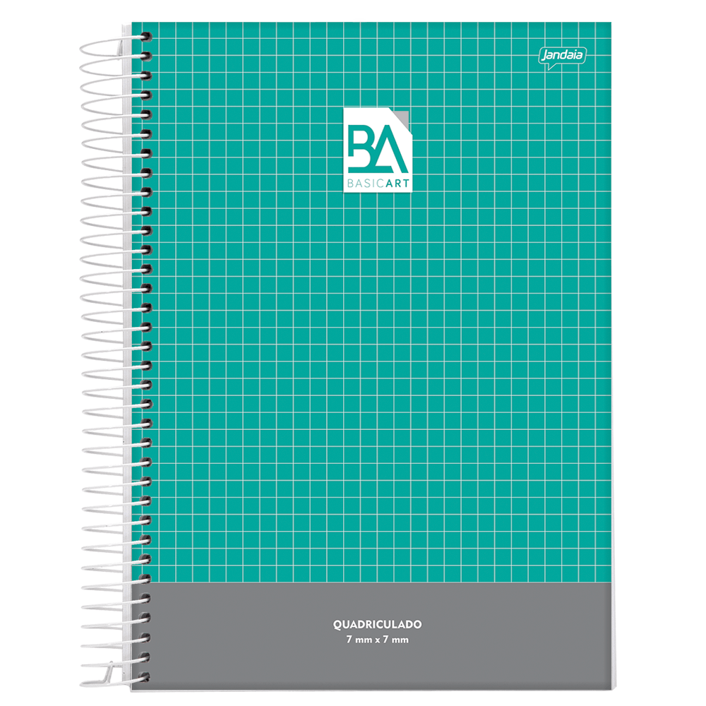 Caderno-Espiral-Pedagogico-C.D.-Quadriculado-100mm-x-100mm-Jandaia---Basic-Art-Turquesa