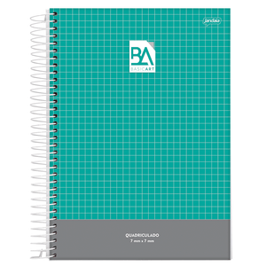 Caderno-Espiral-Pedagogico-C.D.-Quadriculado-100mm-x-100mm-Jandaia---Basic-Art-Turquesa