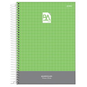Caderno-Espiral-Pedagogico-C.D.-Quadriculado-100mm-x-100mm-Jandaia---Basic-Art-Verde