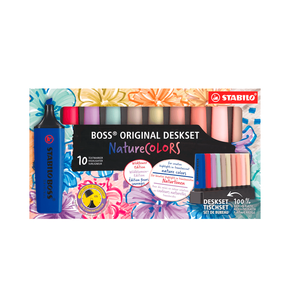 Estojo-Marca-Texto-Boss-10-Cores-Nature-Colors---1-Deskset---Stabilo