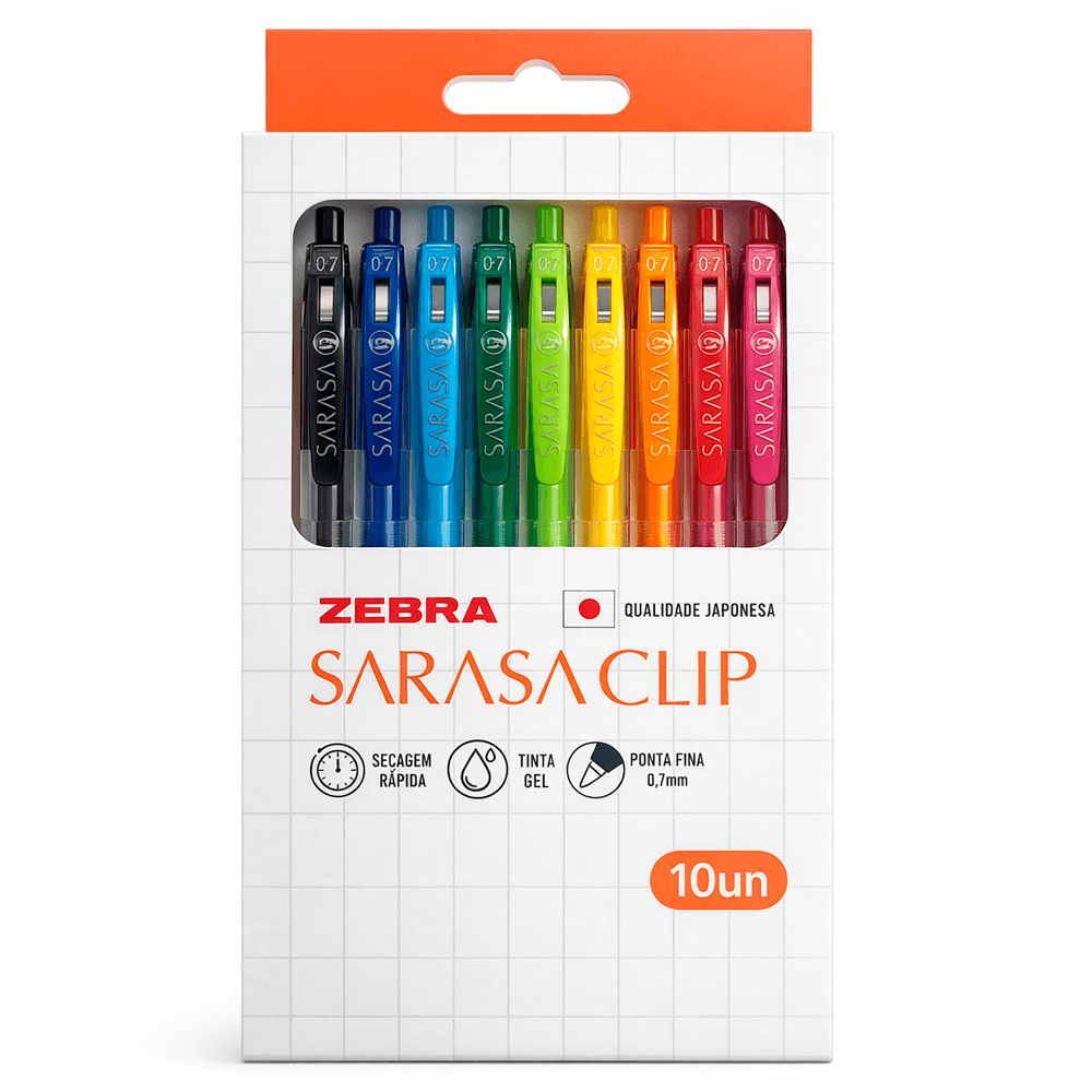 Estojo-Caneta-Esferografica-Sarasa-Clip-0.7mm-com-10-Cores---Zebra